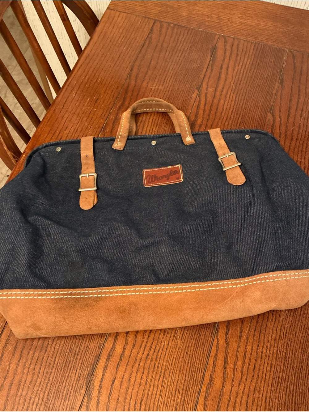 Tool Duffel Bag Carpenter Denim And Suede With Wrangler Patch All Purpose